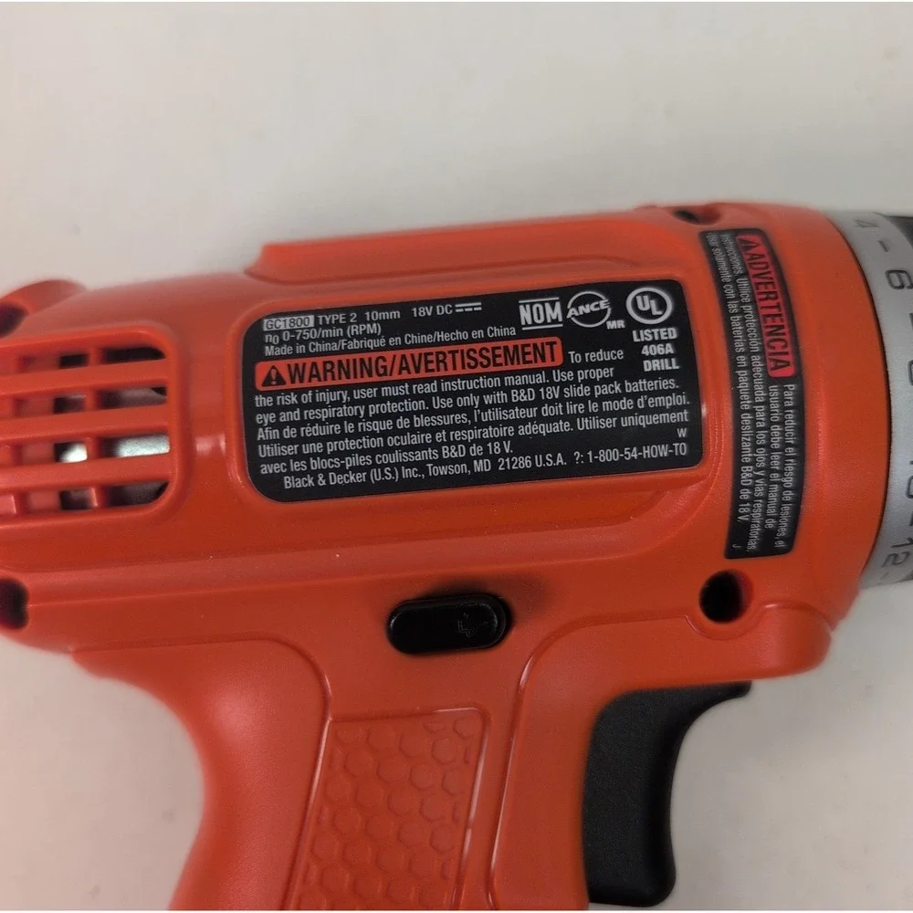 BLACK & DECKER 18V CORDLESS DRILL GC1800‎ WORKS TOOL ONLY